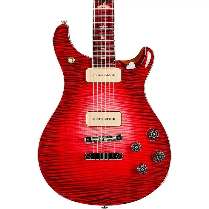 Platinum PRS Private Stock McCarty 594 with P90s Curly Maple Top African Ribbon Mahogany Back Stained Curly Maple Fretboard with Pattern Vintage Neck Electric Guitar Blood Red Glow Guitar Center