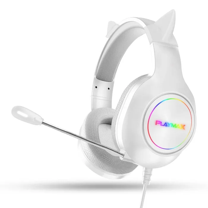 Playmax RGB Cat Ear Gaming Headset – White