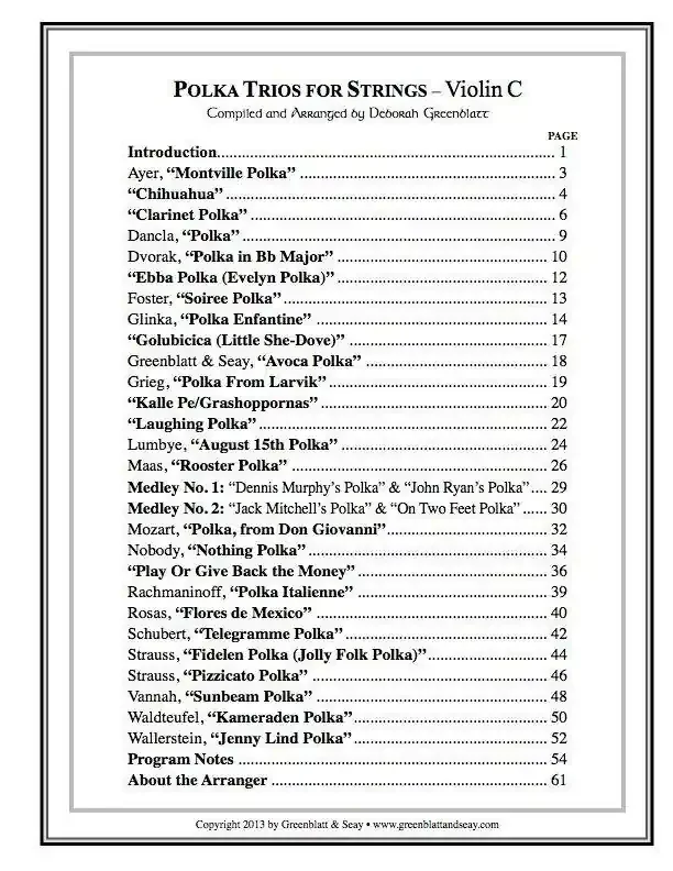 Polka Trios for Strings – Violin C