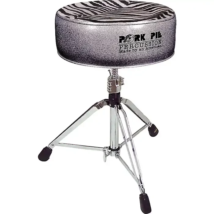 Pork Pie Round Drum Throne Charcoal Glitter with Zebra Top Guitar Center