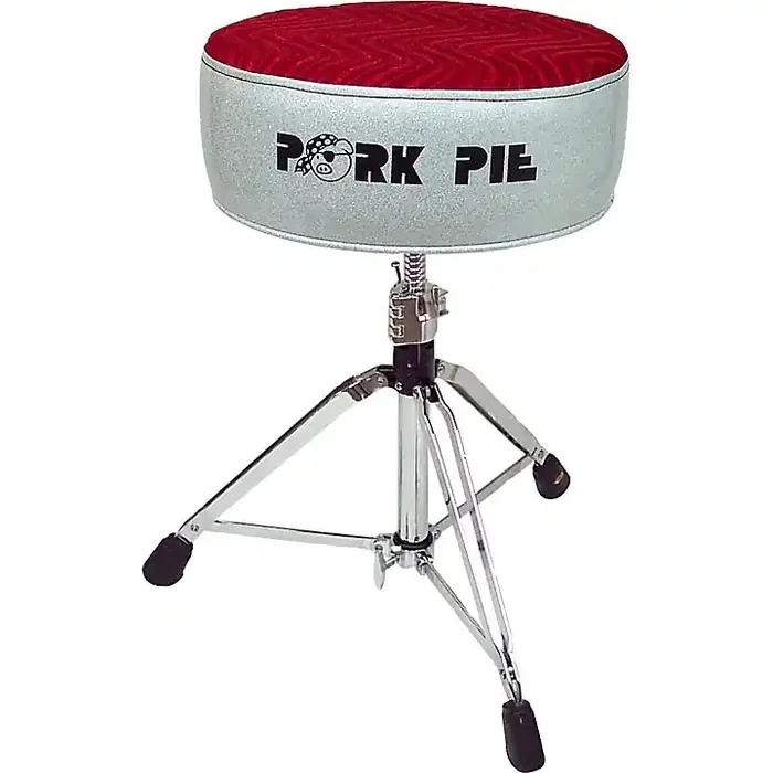 Pork Pie Round Drum Throne Silver Sparkle with Red Swirl Top Guitar Center