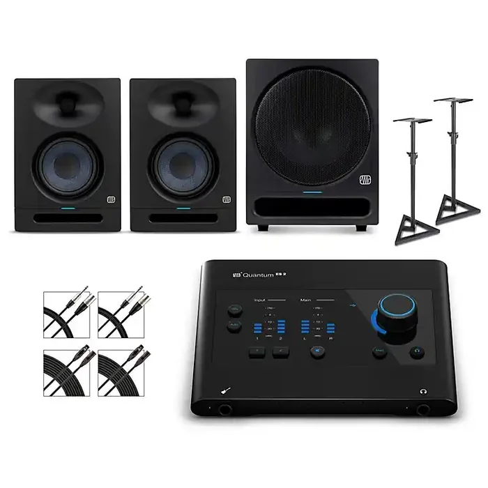 PreSonus Quantum ES2 Audio Interface with Eris 2nd Gen Studio Monitor Pair & Pro Sub10 (Cables & Stands Included) Guitar Center