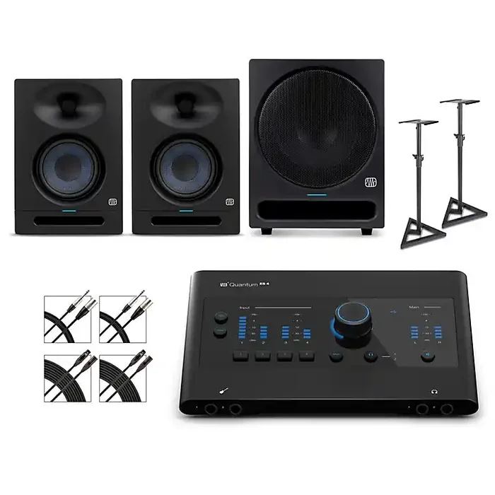 PreSonus Quantum ES4 Audio Interface with Eris 2nd Gen Studio Monitor Pair & Pro Sub10 (Cables & Stands Included) Guitar Center