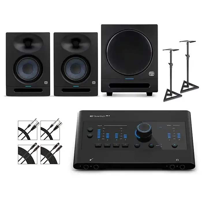 PreSonus Quantum ES4 Audio Interface with Eris 2nd Gen Studio Monitor Pair & SUB8BT (Cables & Stands Included) Guitar Center