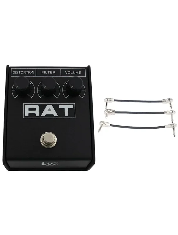 Pro Co Rat 2 Distortion/Overdrive/Fuzz Pedal + Gator Patch Cable 3 Pack