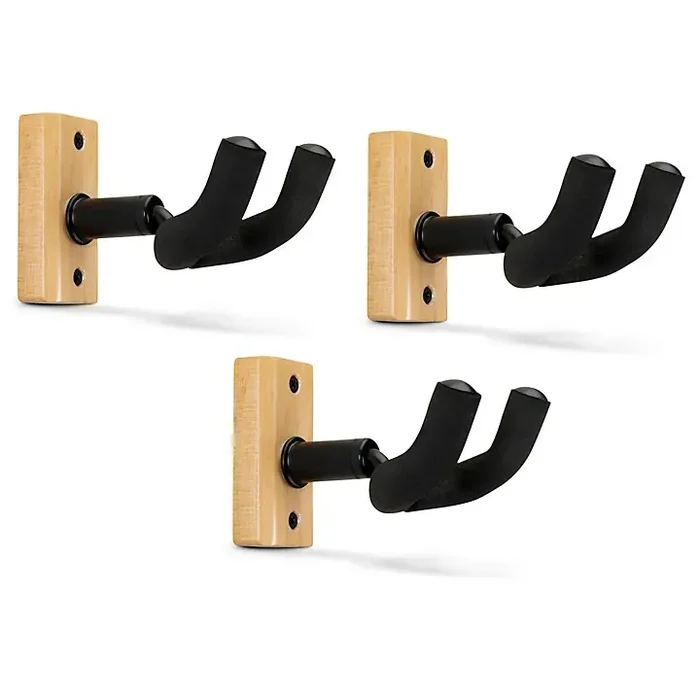 Proline Solid Wood Guitar Wall Hanger – Natural 3-Pack Guitar Center