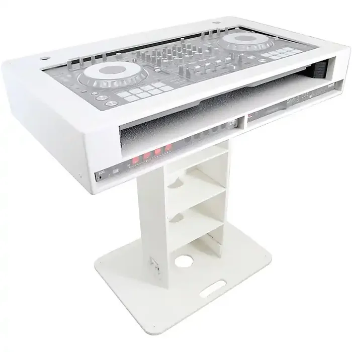 ProX Control Tower 2U DJ Podium Stand With 2x Travel Case for Pioneer XDJ-XZ, DDJ-1000 SRT, DDJ-SZ2, and DDJ SX-3, White Finish Guitar Center