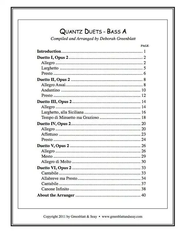 Quantz Duets – Bass A
