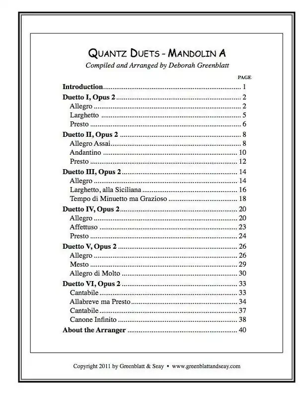 Quantz Duets – Mandolin A
