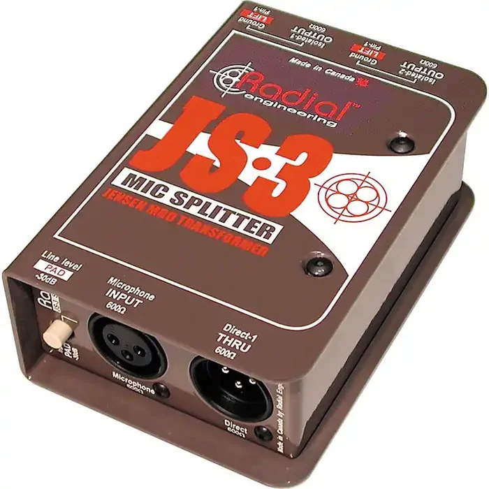 Radial Engineering JS3 Passive Microphone Splitter Direct Box Guitar Center