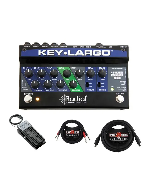 Radial Key-Largo + Roland EV-5 Expression Pedal + Instrument and Midi Cable
