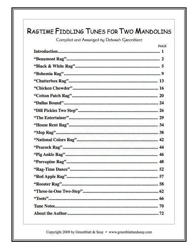 Ragtime Fiddling Tunes for Two Mandolins