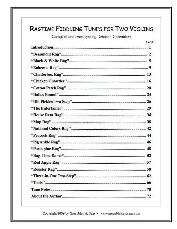 Ragtime Fiddling Tunes for Two Violins