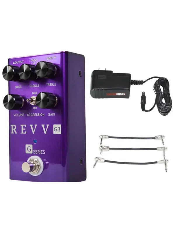 Revv Amplification G3 Preamp/OD/Distortion + Gator 9V Power & 3 Patch Cables