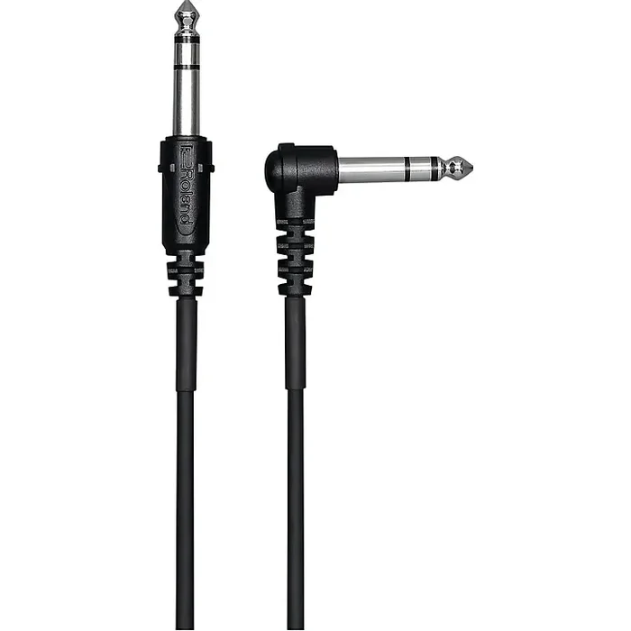 Roland 1/4″ TRS to 1/4″ TRS Balanced Interconnect Straight to Angle V-drums Trigger Cable 15 ft. Black Guitar Center