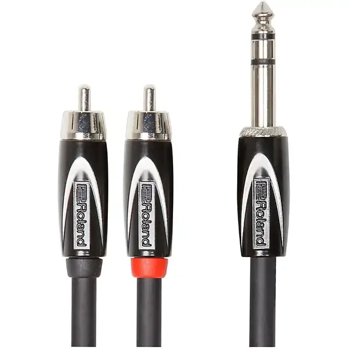 Roland Black Series 1/4″ TRS (Male) – Dual RCA Interconnect Cable 10 ft. Black Guitar Center