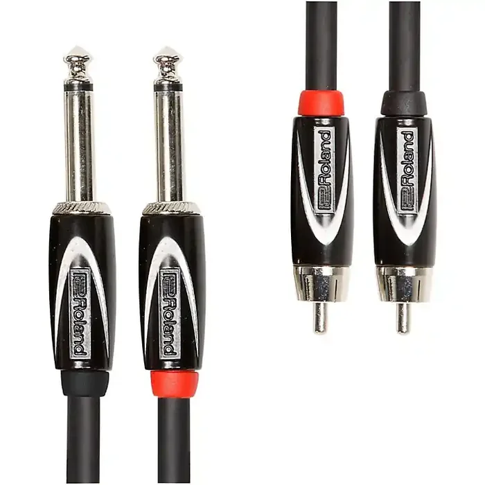 Roland Black Series Dual RCA-1/4″ Interconnect Cable 5 ft. Black Guitar Center