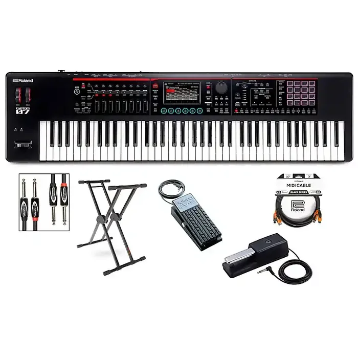 Roland FANTOM-07 Synthesizer With KS-20X, DP-10 and EV-5 Plus Black Series Audio and MIDI Cables Guitar Center