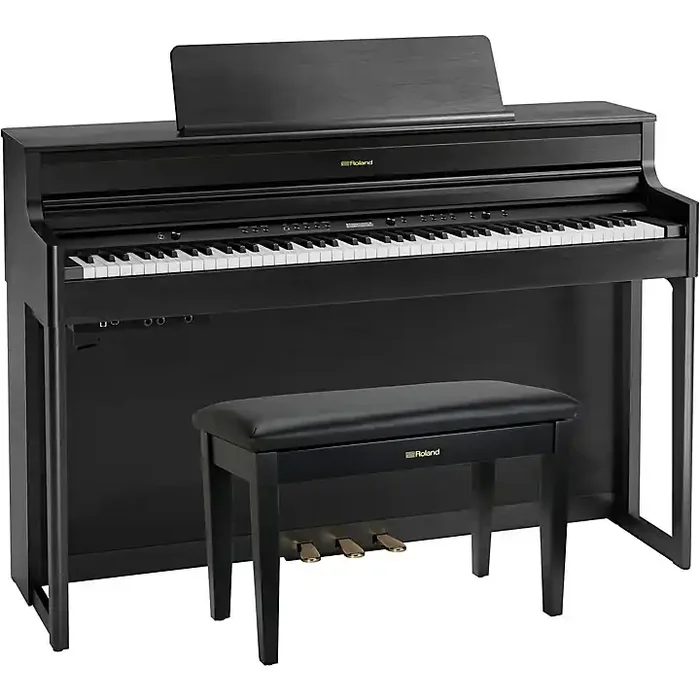 Roland HP704 Digital Upright Piano With Bench Charcoal Black Guitar Center