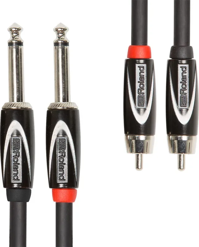Roland RCC-10-2R28 Black Series Interconnect Cable – 1/4″ to RCA Cable, 10 Feet