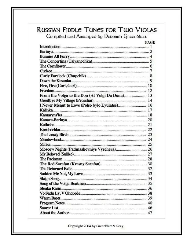 Russian Fiddle Tunes for Two Violas