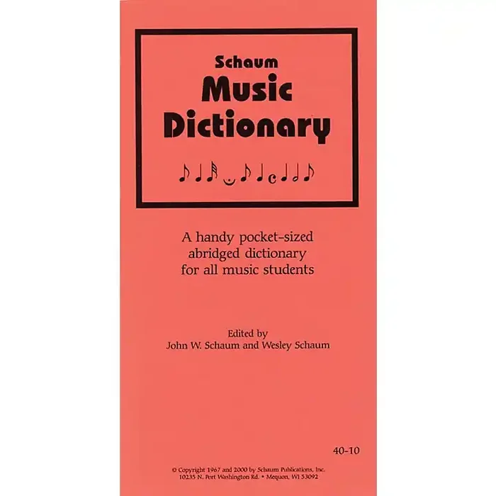 SCHAUM Music Dictionary Educational Piano Series Softcover Guitar Center