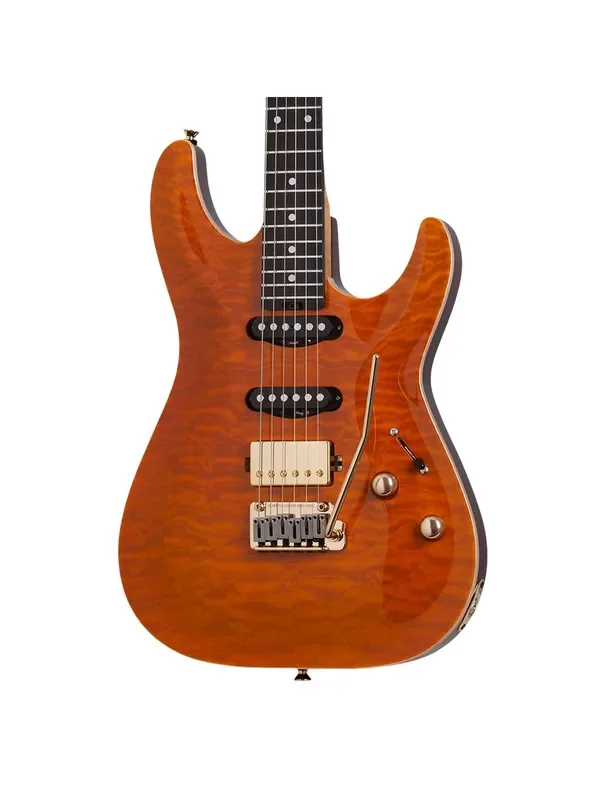 Schecter California Classic Electric Guitar w/ Case – Trans Amber
