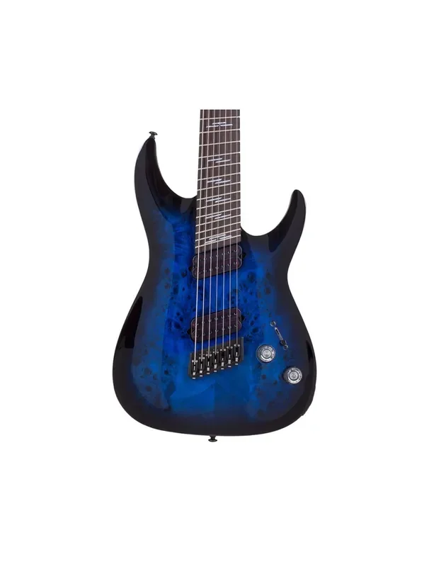 Schecter Omen Elite-7 Multiscale – See-Thru Blue Burst