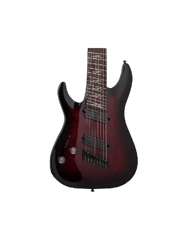 Schecter Omen Elite-8 LH Multiscale 8-String – Black Cherry Burst