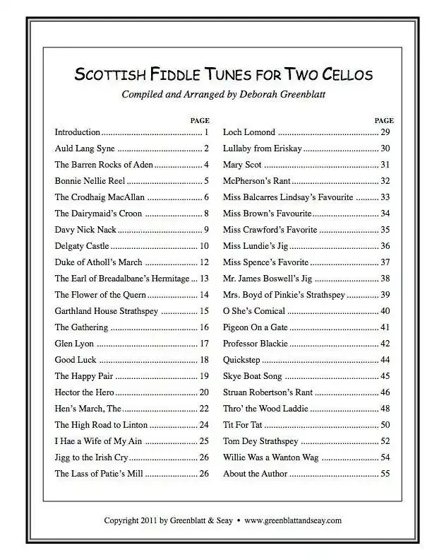 Scottish Fiddle Tunes for Two Cellos