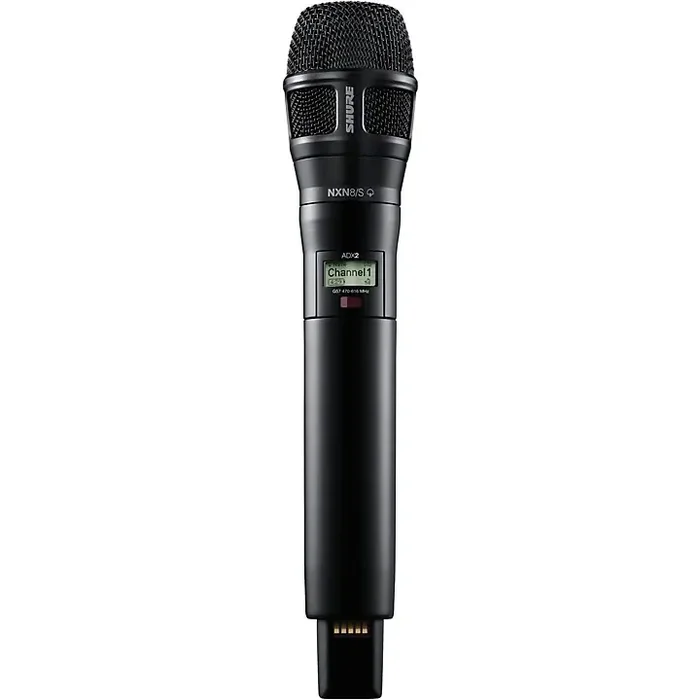 Shure ADX2/8SB Digital Handheld Wireless Microphone Transmitter with Nexadyne 8/S Supercardioid Capsule (G57 470 to 608 + 614 to 616 MHz) Band G57 Black Guitar Center