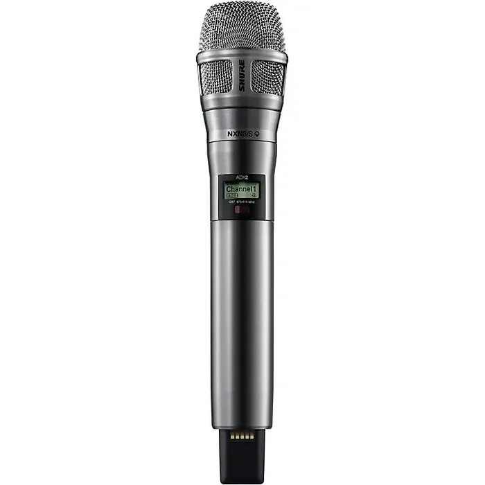 Shure ADX2/8SN Digital Handheld Wireless Microphone Transmitter with Nexadyne 8/S Supercardioid Capsule (G57 470 to 608 + 614 to 616 MHz) Band G57 Nickel Guitar Center