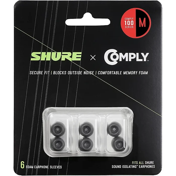 Shure EACYF1-6M 100-Series Medium 3-Pack Comply Foam Sleeves for Earphones