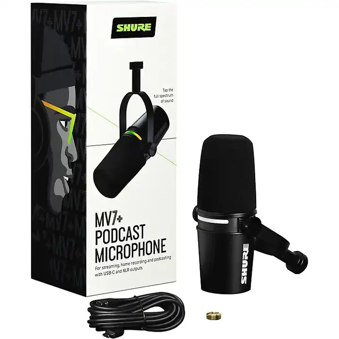 Shure MV7+ Podcast Microphone Black Guitar Center