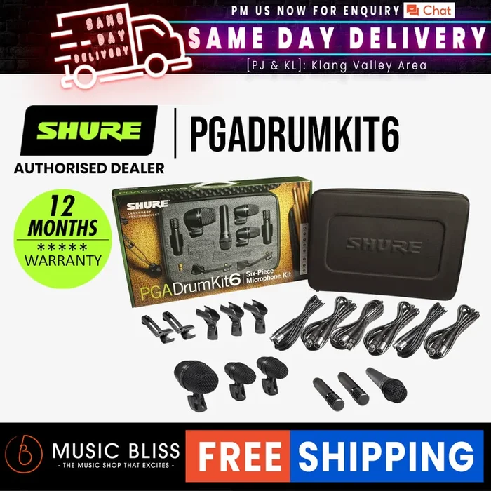 Shure PGADRUMKIT6 6-piece Drum Microphone Package (PGA Drum Kit 6)