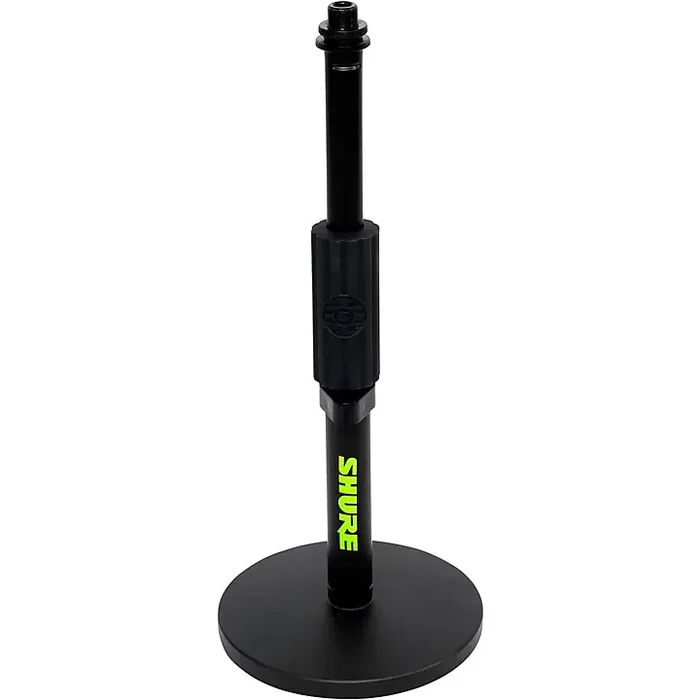 Shure Round base Desktop Mic Stand with Standard Height Adjustable Twist Clutch – 6″ Base Black Guitar Center