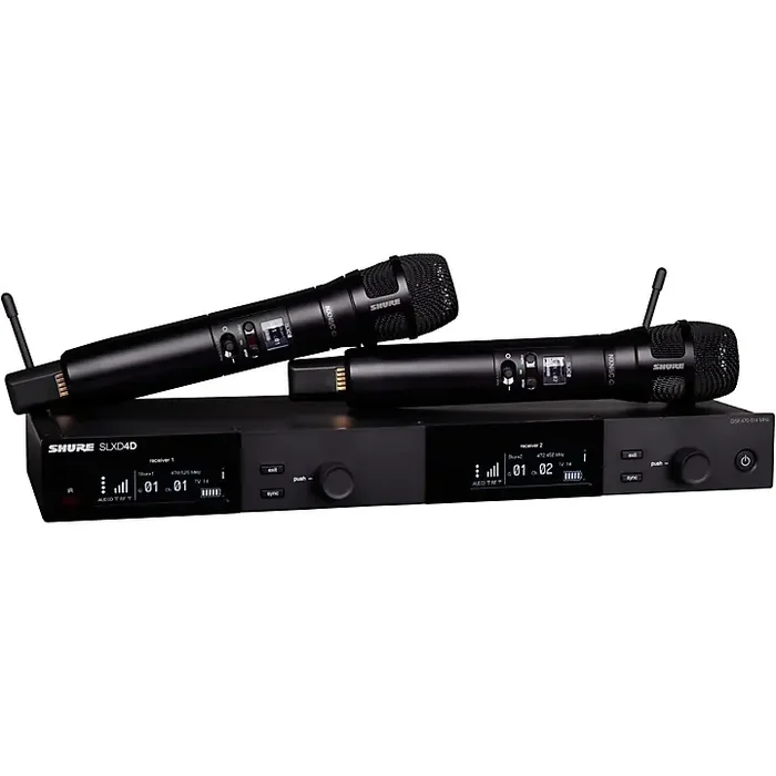Shure SLXD24D/N8C Dual-Channel Digital Wireless Handheld Microphone System with Nexadyne 8/C Cardioid Capsules (G58 470 to 514 MHz) Band J52 Black Guitar Center