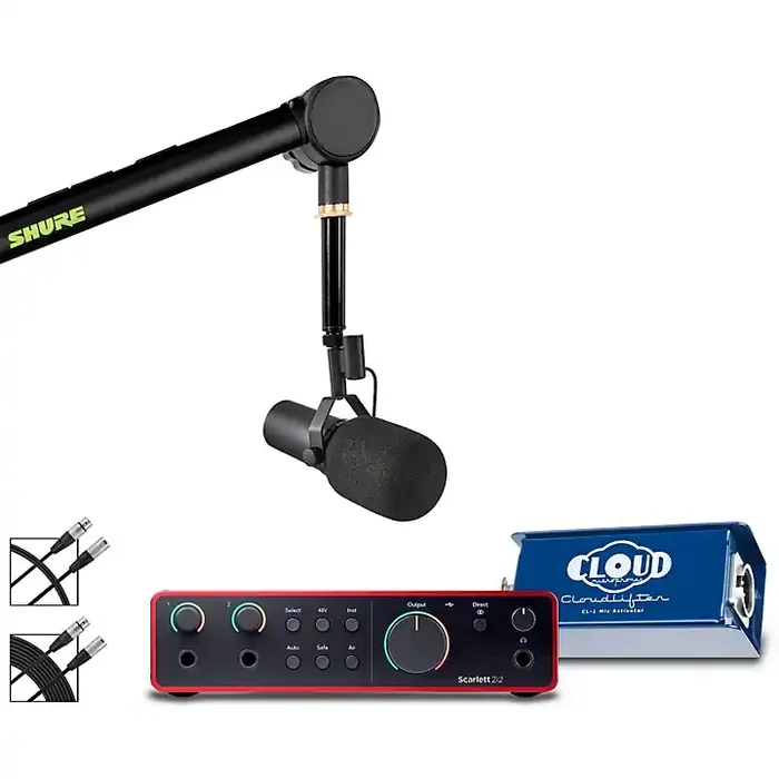 Shure SM7B Microphone and Focusrite Scarlett 2i2 Interface Podcasting Kit Guitar Center