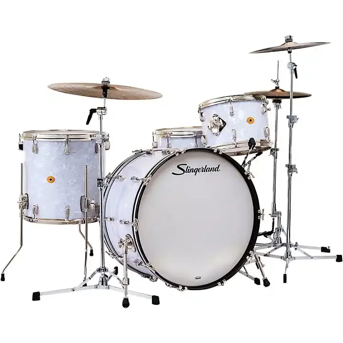 Slingerland Radio King 4-Piece Shell Pack With 24″ Bass Drum and Snare White Marine Pearl Guitar Center