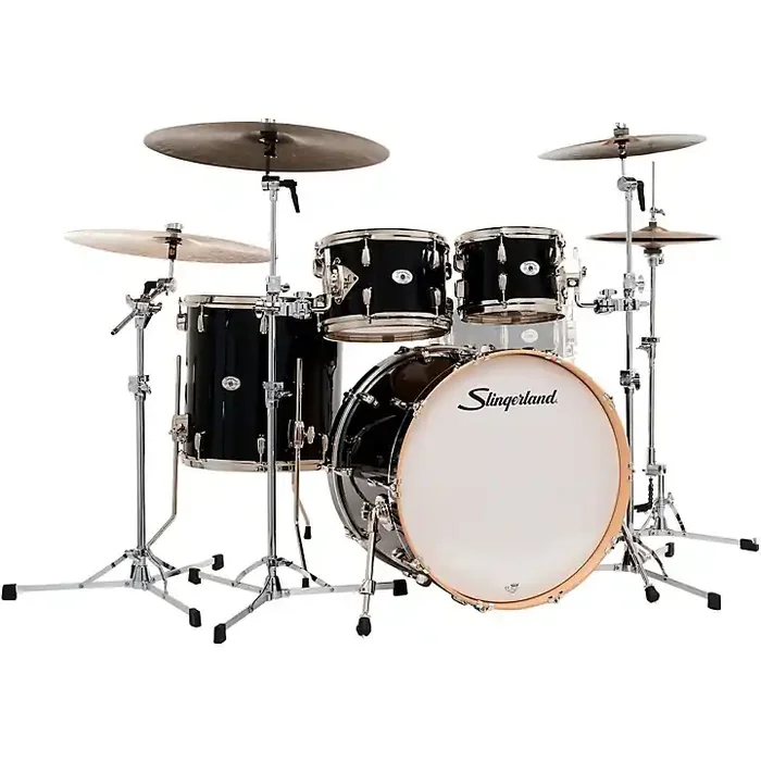 Slingerland Studio King 4-Piece Shell Pack with 22″ Bass Drum Del Norte Black Lacquer Guitar Center