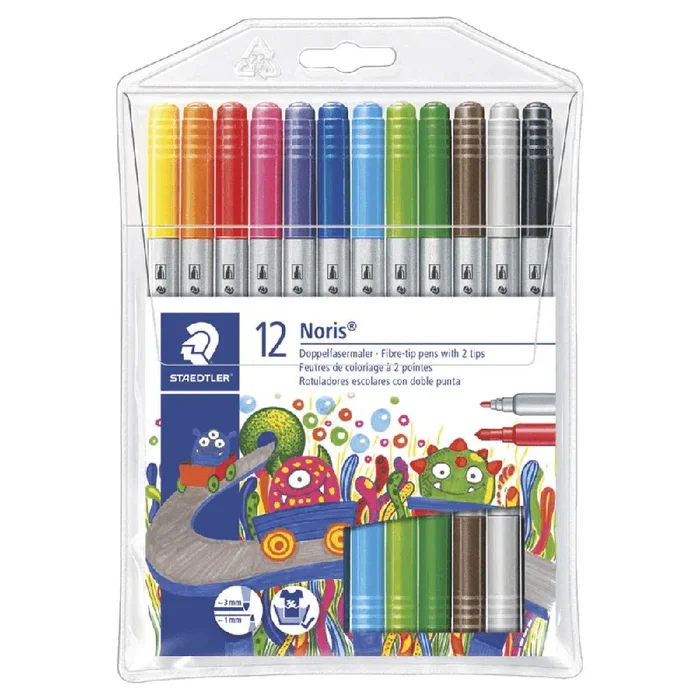 Staedtler 320 Noris Club Fibretip Pens With 2 Tips [Wallet 10]