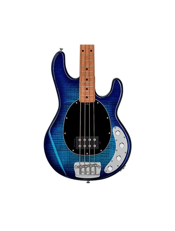 Sterling by Music Man StingRay RAY34 Flame Maple Bass – Neptune Blue