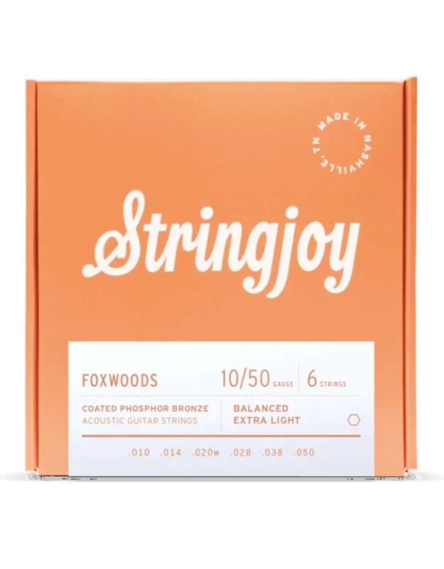 Stringjoy Foxwoods Extra Light Gauge 10-50 Coated Phosphor Bronze Acoustic Strings