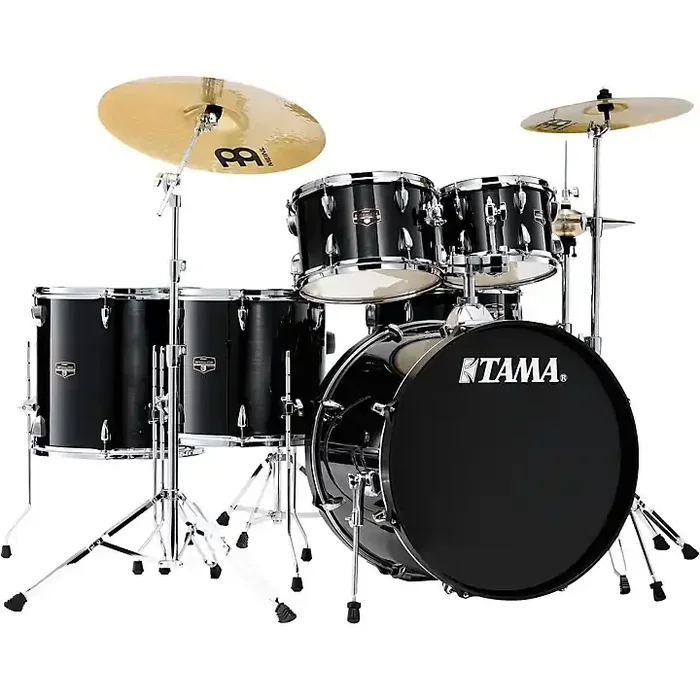 TAMA Imperialstar 6-Piece Complete Drum Set With MEINL HCS Cymbals and 22″ Bass Drum Hairline Black Guitar Center