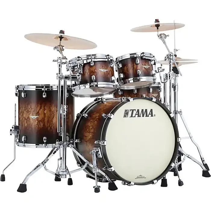 TAMA Starclassic Maple 4-Piece Shell Pack With 22″ Bass Drum and Chrome Shell Hardware Molten Satin Brown Burst Guitar Center