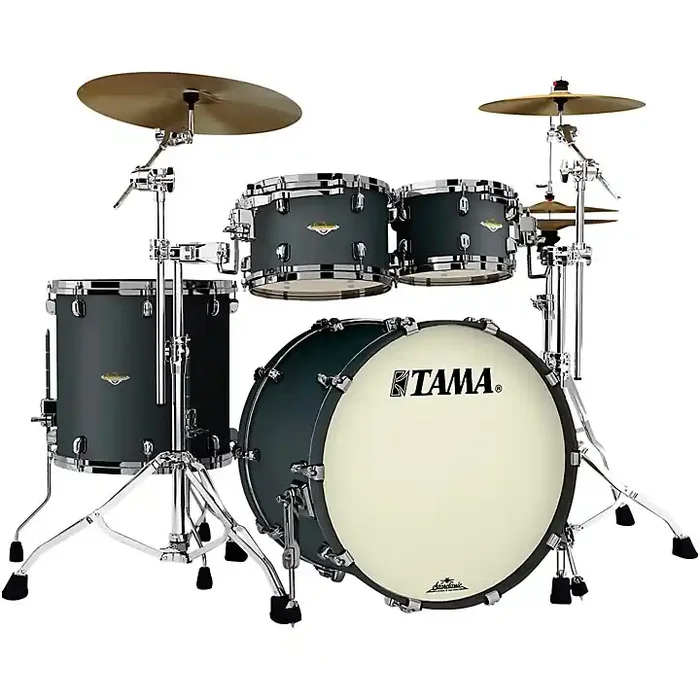 TAMA Starclassic Maple 4-Piece Shell Pack With Black Nickel Hardware and 22″ Bass Drum Flat Black Guitar Center