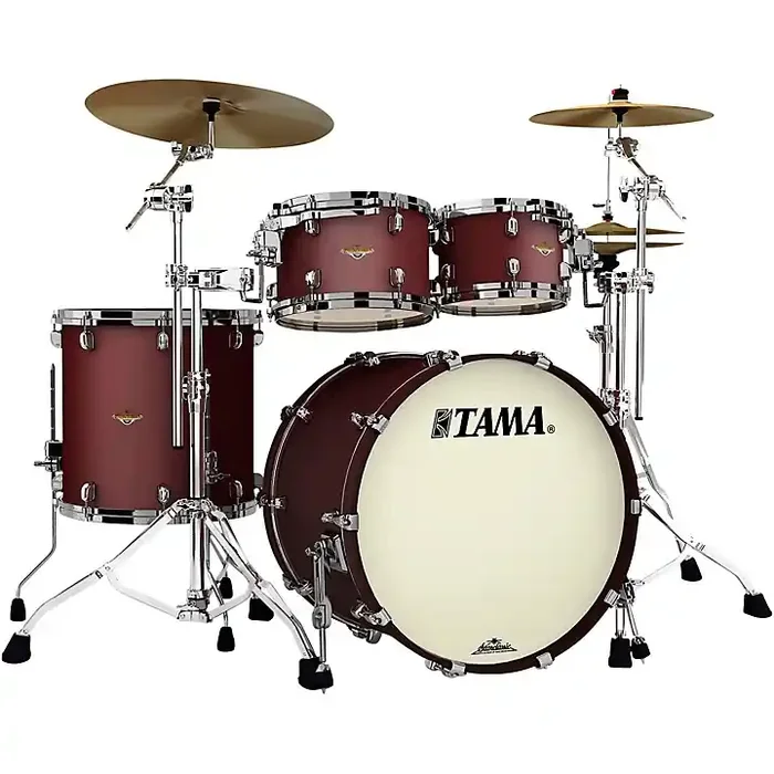 TAMA Starclassic Maple 4-Piece Shell Pack With Black Nickel Hardware and 22″ Bass Drum Flat Burgundy Metallic Guitar Center