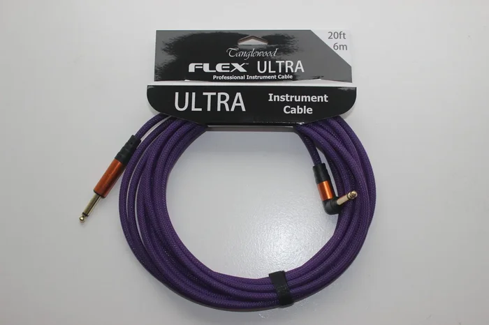 Tanglewood Flex Ultra 20ft (6 metre) Guitar / Instrument Cable in Blackberry with Straight Jack to Angled Jack (FX6-BRY-A)