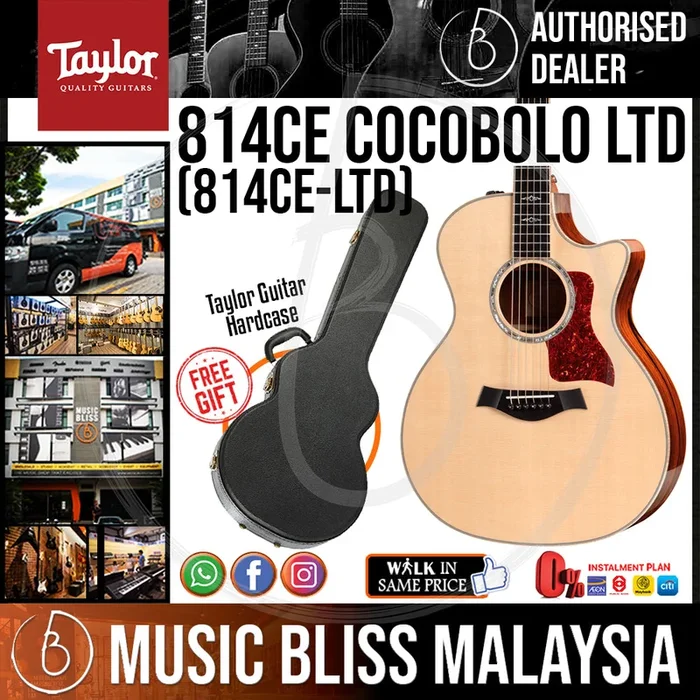 Taylor 814ce Cocobolo LTD – Natural Lutz Spruce with Hardcase (814ce-LTD Cocobolo / 814ce LTD Cocobolo)