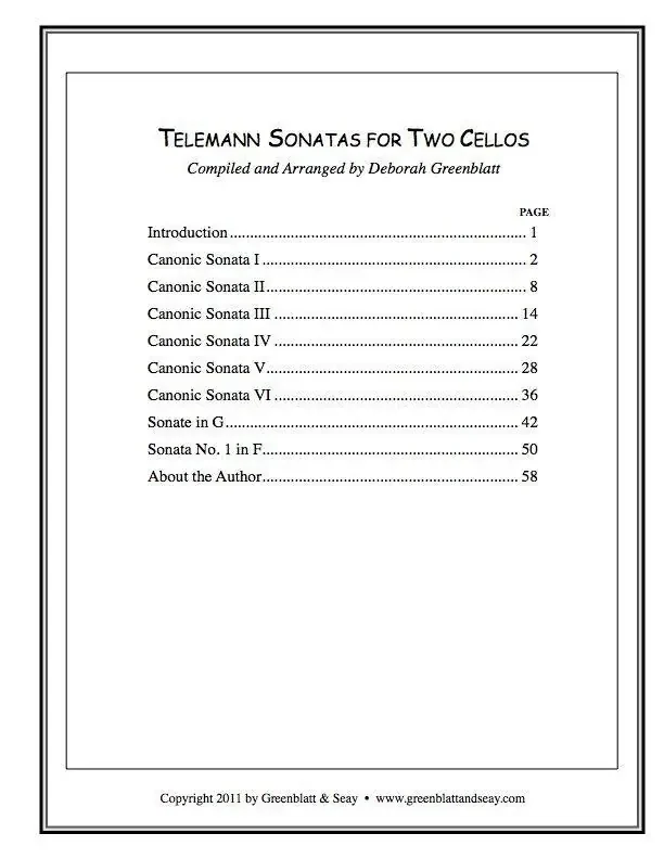 Telemann Sonatas for Two Cellos